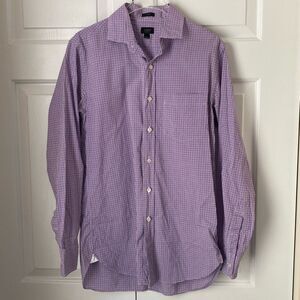 J. Crew Men's‎ Dress Shirts Small 14-14.5 Blue Purple Plaid Cotton (lot of 3)